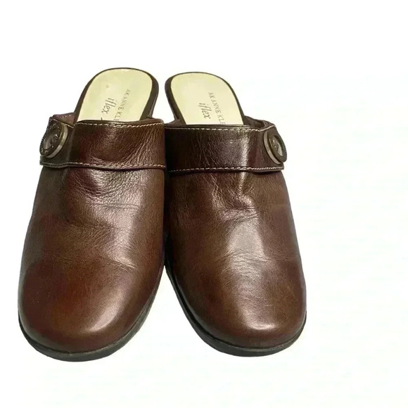 Anne Klein iflex women’s Brown Leather Akviva Slip On Shoes Mules Size 8 prelove - Picture 5 of 7
